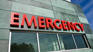 View of a hospital emergency room. View of a hospital emergency room.