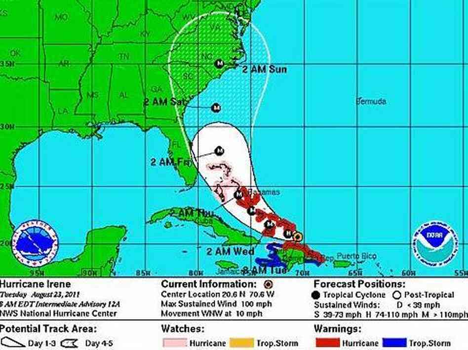 The projected path puts the center of the storm over North Carolina at 2 a.m. ET on Sunday. The projected path puts the center of the storm over North Carolina at 2 a.m. ET on Sunday.