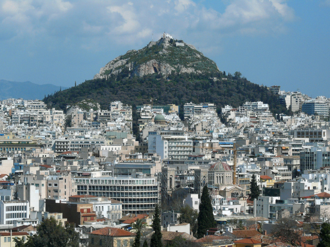 According to myth, Mount Lycabettus — Athens' highest hill — was created when the goddess Athena accidentally dropped part  of a mountain she had been carrying to the Acropolis.