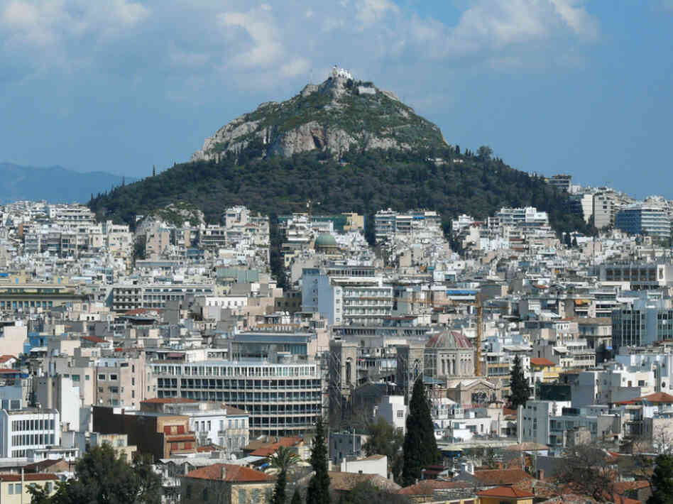 According to myth, Mount Lycabettus — Athens' highest hill — was created when the goddess Athena accidentally dropped part  of a mountain she had been carrying to the Acropolis.