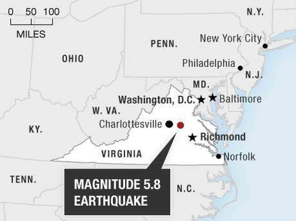 The quake's epicenter was in north central Virginia. The quake's epicenter was in north central Virginia.