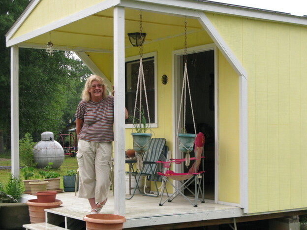 Pamela Landry lived in a FEMA trailer for a little more than two years after Hurricane Katrina. Since then, she has built herself a home out of two sheds.