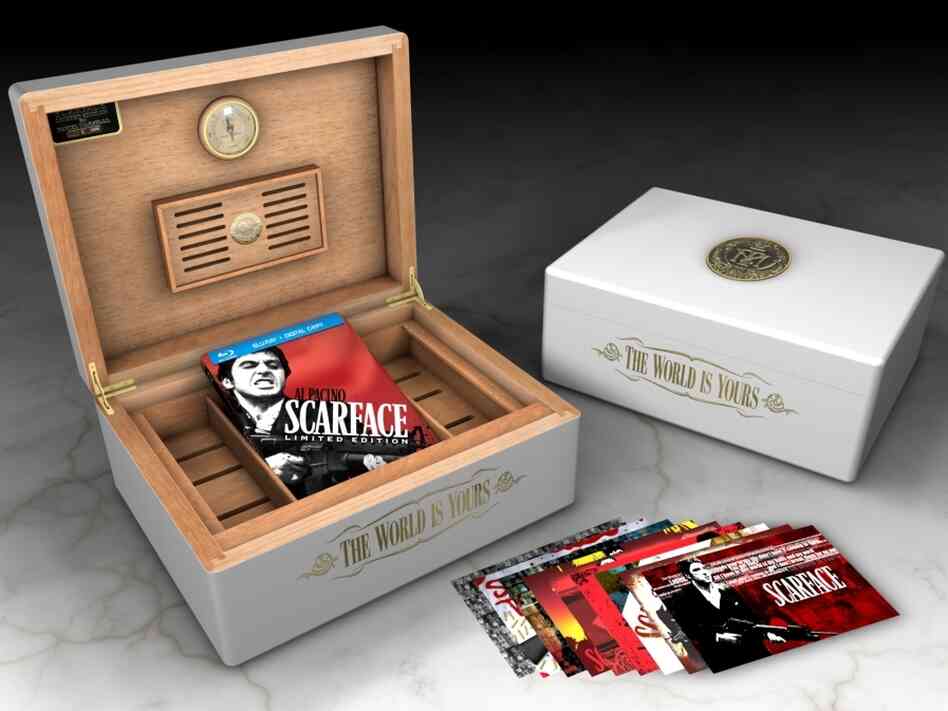 Universal has released a metal-encased Blu-ray Scarface Limited Edition Steelbook and a Scarface Limited Edition Humidor.