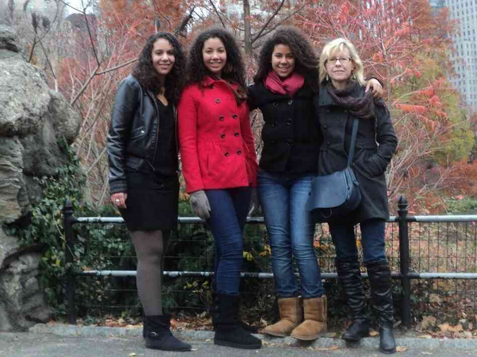Author Susan Straight and her daughters in Central Park in November 2010. From left to right: Gaila Sims, Delphine Sims, Rosette Sims and Susan Straight.