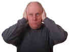 A man covering his ears.