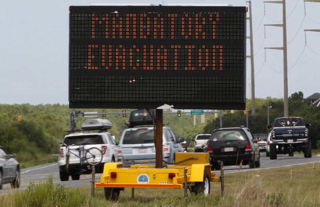 Motorists headed north from Nags Head on North Carolina's Outer Banks on Thursday after a mandatory evacuation was declared in anticipation of Hurricane Irene.