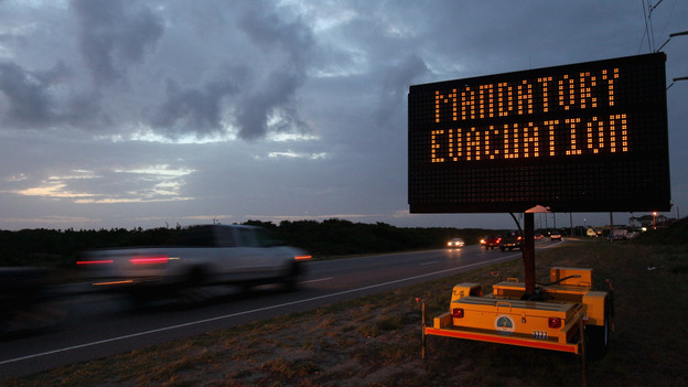Head inland: Nags Head, N.C., is among the many communities along the East Coast that are, or have been, evacuated as Irene draws near.