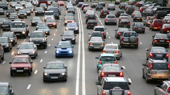 Cars in traffic
