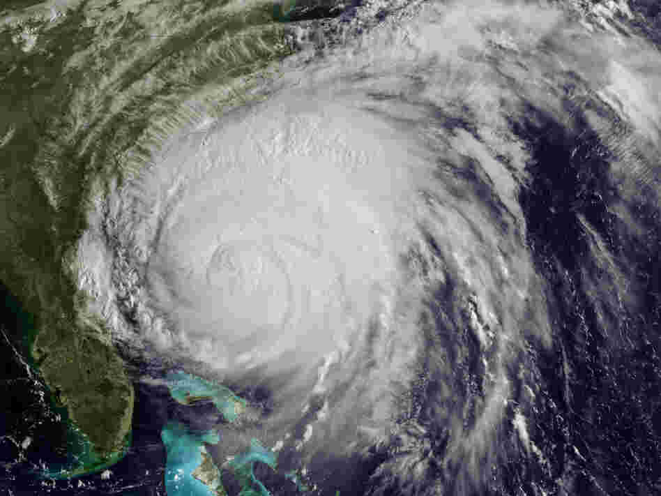 This NOAA satellite image shows Hurricane Irene as it approached the East Coast on Friday.