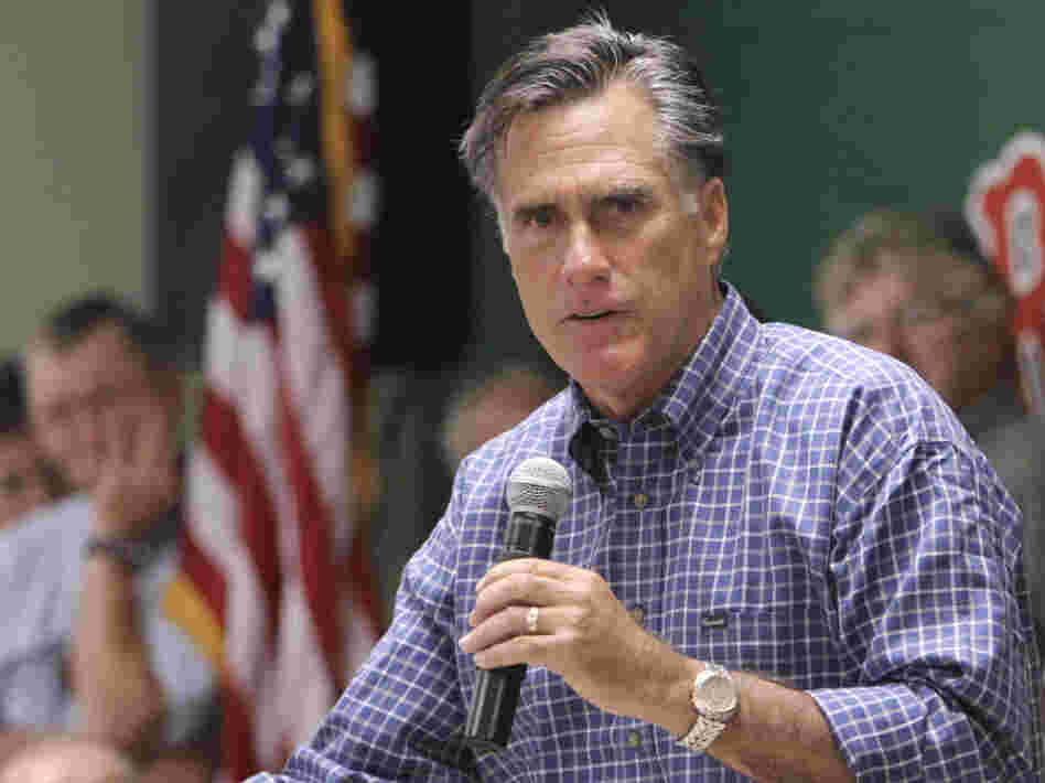 Mitt Romney speaks during a town hall meeting in Keene, N.H., on Aug. 24.