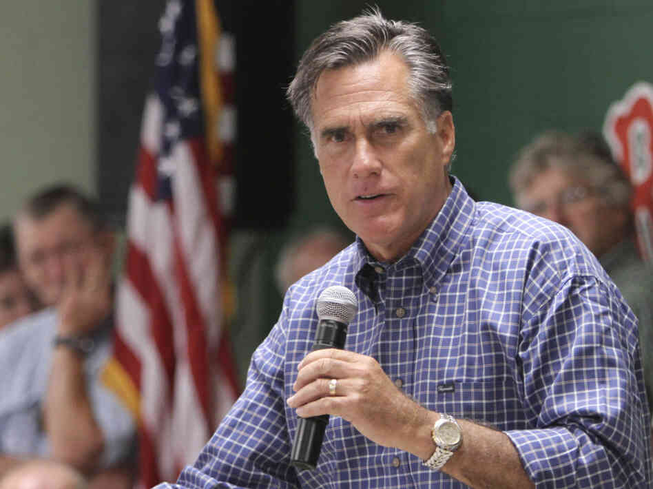 Mitt Romney speaks during a town hall meeting in Keene, N.H., on Aug. 24.