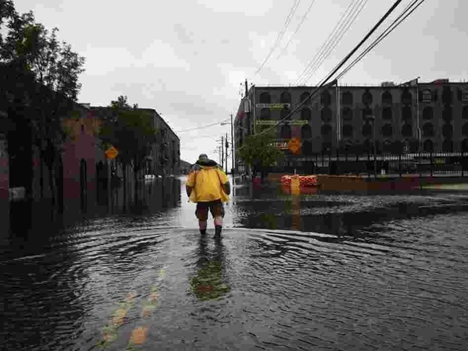 Water sits on the streets of Brooklyn's Red Hook neighborhood on Sunday.