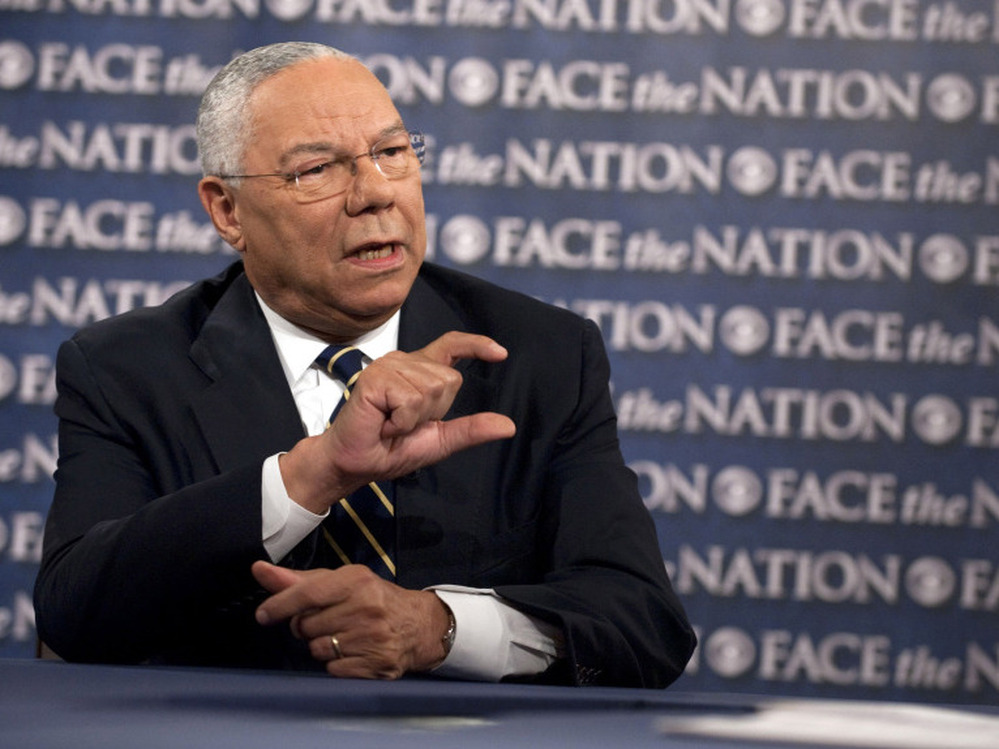 Former Secretary of State Colin Powell during his appearance Sunday on CBS News' Face the Nation.