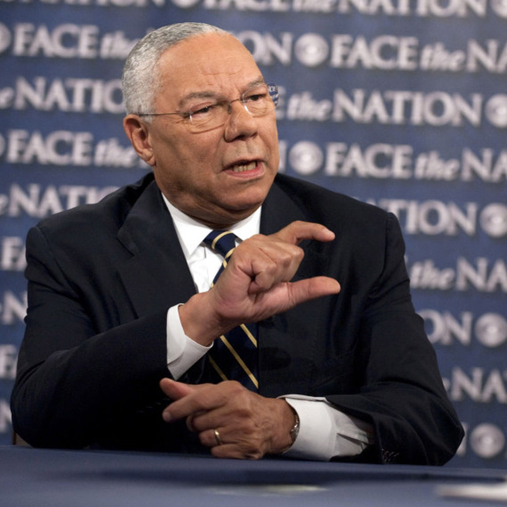 Former Secretary of State Colin Powell during his appearance Sunday on CBS News' Face the Nation.
