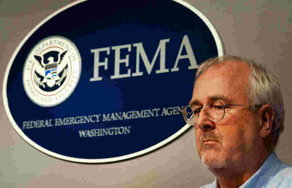 FEMA Administrator Craig Fugate, shown at a press briefing last week in Washington, says his agency will postpone some repair work on earlier disasters in order to pay for the immediate needs of Irene.