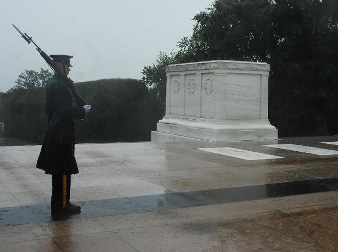 On guard during Irene at the Tomb of the Unknowns.