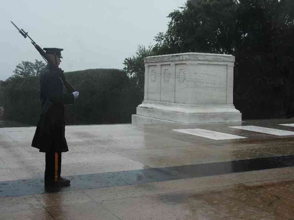 On guard during Irene at the Tomb of the Unknowns.