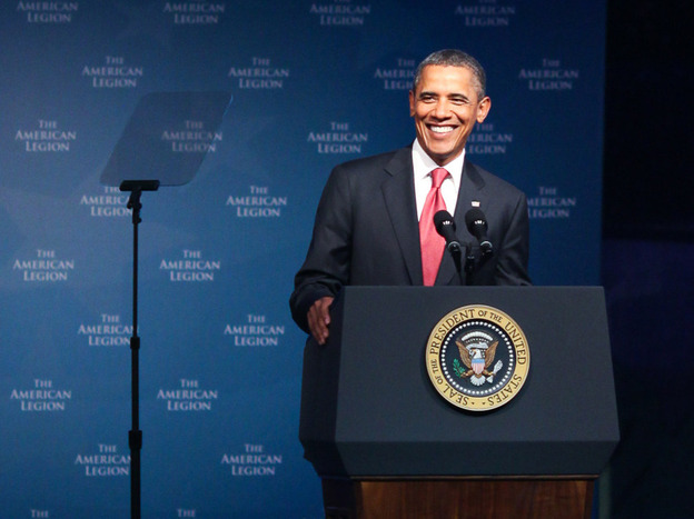 President Obama addresses the 93rd American Legion National Convention at the Minneapolis Convention Center on Tuesday.