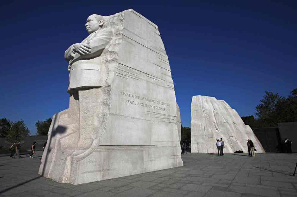 The statue of Dr. Martin Luther King, Jr. during the soft opening of the Martin Luther King, Jr. Memorial in Washington.