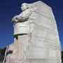 The statue of Dr. Martin Luther King, Jr. during the soft opening of the Martin Luther King, Jr. Memorial in Washington.