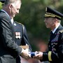 Deputy Defense Secretary William Lynn (left) presents Gen. David Petraeus with an American flag at his retirement ceremony after 37 years in the Army, in Arlington, Va., on Wednesday. Petraeus will now lead the CIA. Deputy Defense Secretary William Lynn (left) presents Gen. David Petraeus with an American flag at his retirement ceremony after 37 years in the Army, in Arlington, Va., on Wednesday. Petraeus will now lead the CIA.
