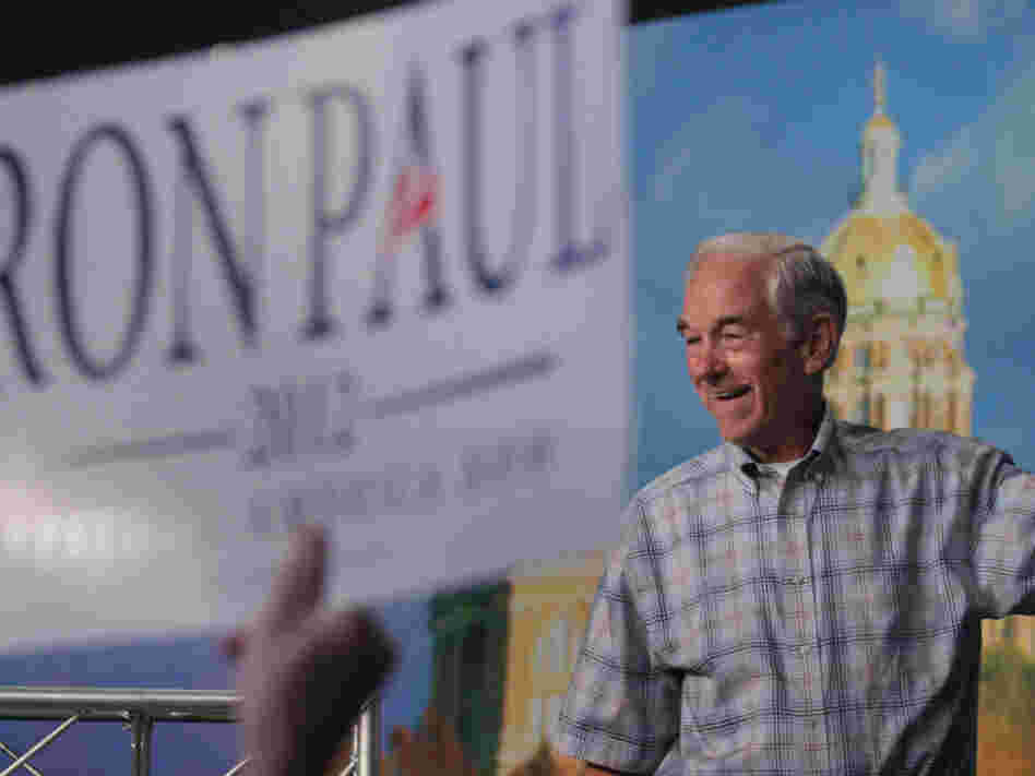 Republican presidential candidate and Texas congressman Ron Paul at Iowa State University in Ames on Aug. 13, 2011.