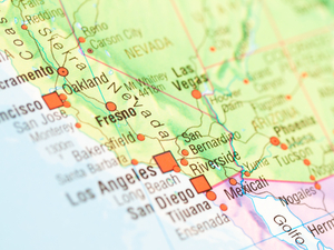 A map of Southern California. A map of Southern California.