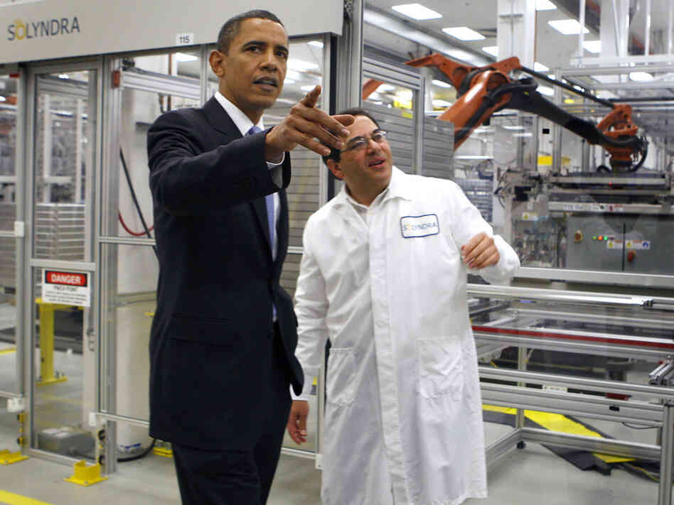 May 26, 2010:  President Obama tours the Solyndra solar panel company with Executive VP of Engineering Ben Bierman.