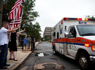 Supporters from the D.C chapter of Free Republic send off the final patients from Walter Reed Army Medical Center on Saturday. Supporters from the D.C chapter of Free Republic send off the final patients from Walter Reed Army Medical Center on Saturday.