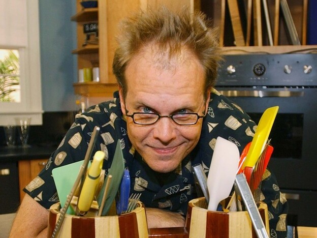Alton Brown on the Atlanta set of his creative cooking show, Good Eats.