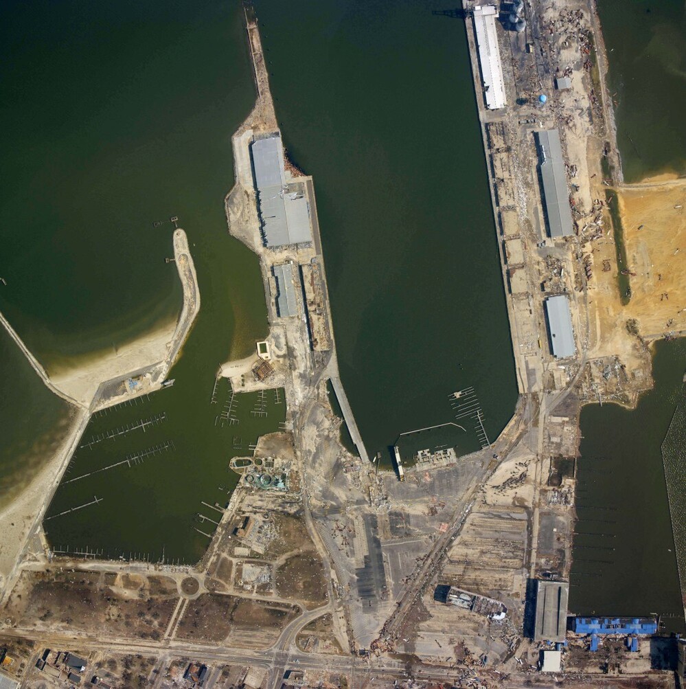 At the port at Gulfport, Miss., destruction in the aftermath of Hurricane Katrina is seen on Aug. 31, 2005. About $500 million in statewide recovery funds are now being used to rebuild the port.