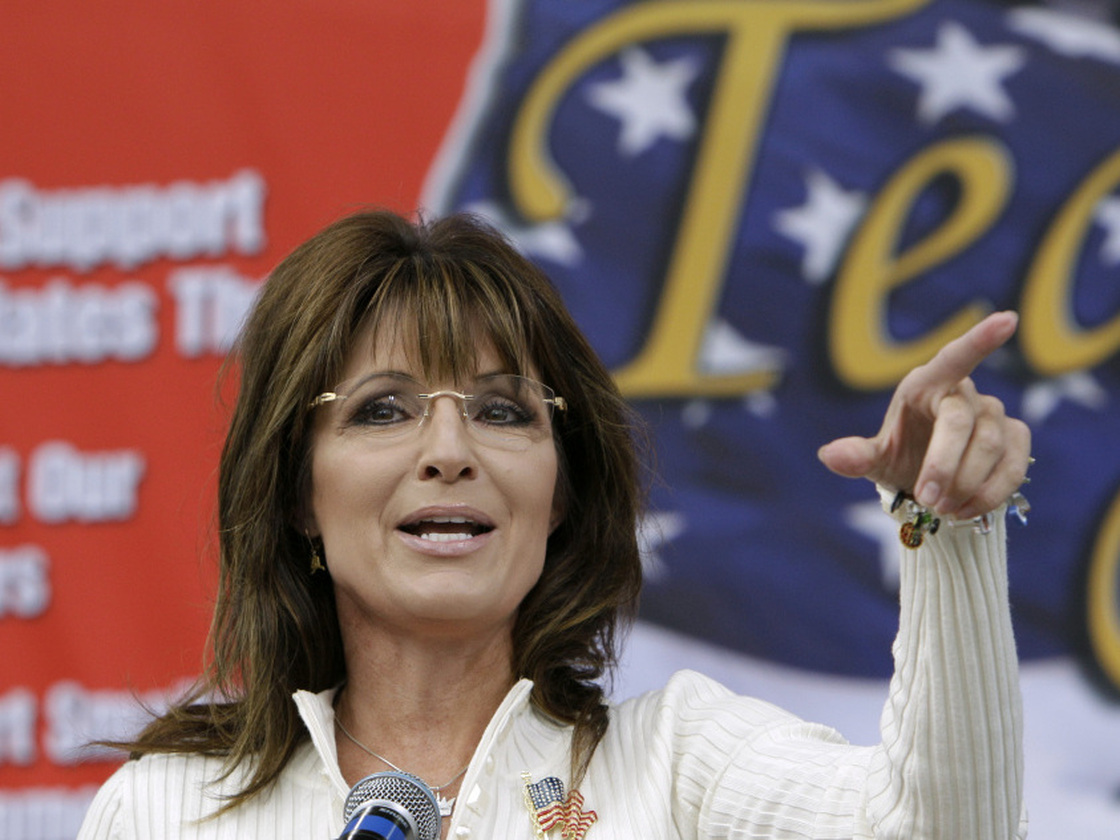 Former Alaska Gov. Sarah Palin speaks to Tea Party members during the Restoring America event on Saturday in Indianola, Iowa.