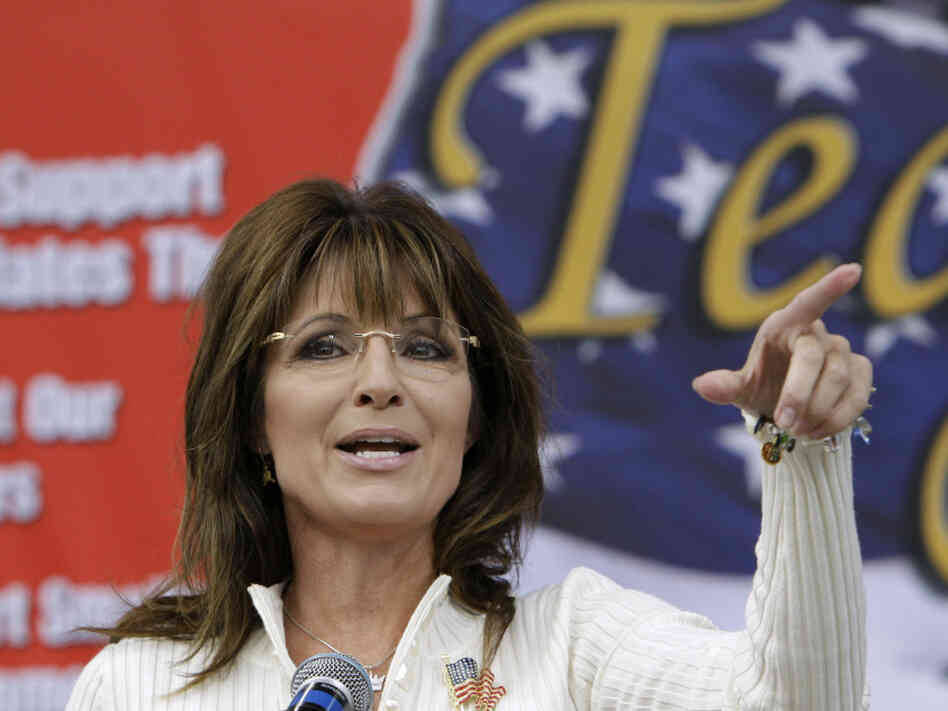 Former Alaska Gov. Sarah Palin speaks to Tea Party members during the Restoring America event on Saturday in Indianola, Iowa.