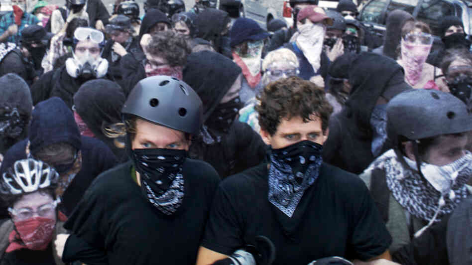 Brad Crowder and David McKay at the 2008 Republican National Convention. They were later arrested and charged with domestic terrorism.