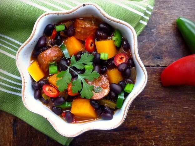 Black Bean, Sausage And Butternut Squash Chili