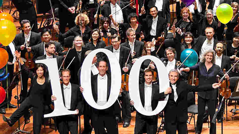The San Francisco Symphony launches its centennial season with a concert and webcast tonight. Music director Michael Tilson Thomas (front, right) conducts. The San Francisco Symphony launches its centennial season with a concert and webcast tonight. Music director Michael Tilson Thomas (front, right) conducts.