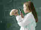 Child staring at brain