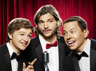 Ashton Kutcher (center) replaces Charlie Sheen on the CBS sitcom Two and a Half Men, which also stars Angus T. Jones (left), and Jon Cryer. Ashton Kutcher (center) replaces Charlie Sheen on the CBS sitcom Two and a Half Men, which also stars Angus T. Jones (left), and Jon Cryer.