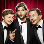 Ashton Kutcher (center) replaces Charlie Sheen on the CBS sitcom Two and a Half Men, which also stars Angus T. Jones (left), and Jon Cryer.