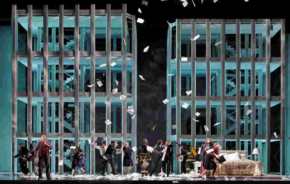 The Twin Towers on Sept. 11, 2001 in the San Francisco Opera production of "Heart of a Soldier" by Christopher Theofanidis.