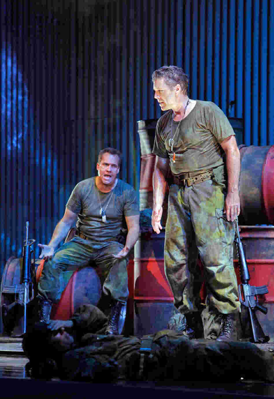 Thomas Hampson, right, as Rick Rescorla, with William Burden as his friend, Dan Hill.