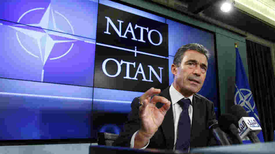 NATO Secretary General Anders Fogh Rasmussen speaks in Brussels on Sept. 5. Rasmussen calls NATO's operation in Libya a success that could serve as a model in the future. NATO Secretary General Anders Fogh Rasmussen speaks in Brussels on Sept. 5. Rasmussen calls NATO's operation in Libya a success that could serve as a model in the future.