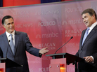 Mitt Romney and Texas Gov. Rick Perry at the Republican presidential candidates' debate at the Reagan Library, Sept. 7, 2011. Mitt Romney and Texas Gov. Rick Perry at the Republican presidential candidates' debate at the Reagan Library, Sept. 7, 2011.