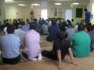 Men pray at the Islamic Center of Murfreesboro. The congregation wants to build a bigger mosque to worship in, but has faced stiff opposition from citizens who fear the local Muslims have a political agenda. Men pray at the Islamic Center of Murfreesboro. The congregation wants to build a bigger mosque to worship in, but has faced stiff opposition from citizens who fear the local Muslims have a political agenda.