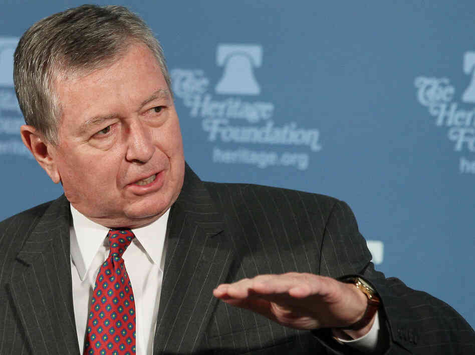 Former U.S. Attorney General John Ashcroft speaks at the Heritage Foundation in 2010 in Washington, DC. Ashcroft spoke about the U.S. Supreme Court's second opportunity to review the rights of Guantanamo detainees.