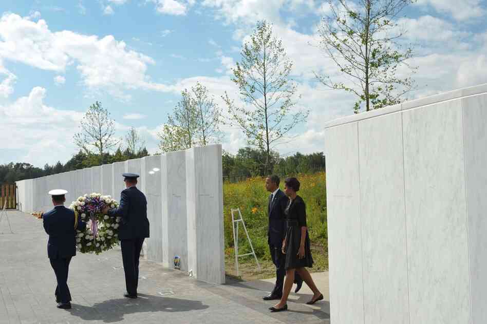 President Barack Obama and first lady Michelle Obama attend a commemoration ceremony at the Flight 93 National Memorial in Shanksville, Pa. 
