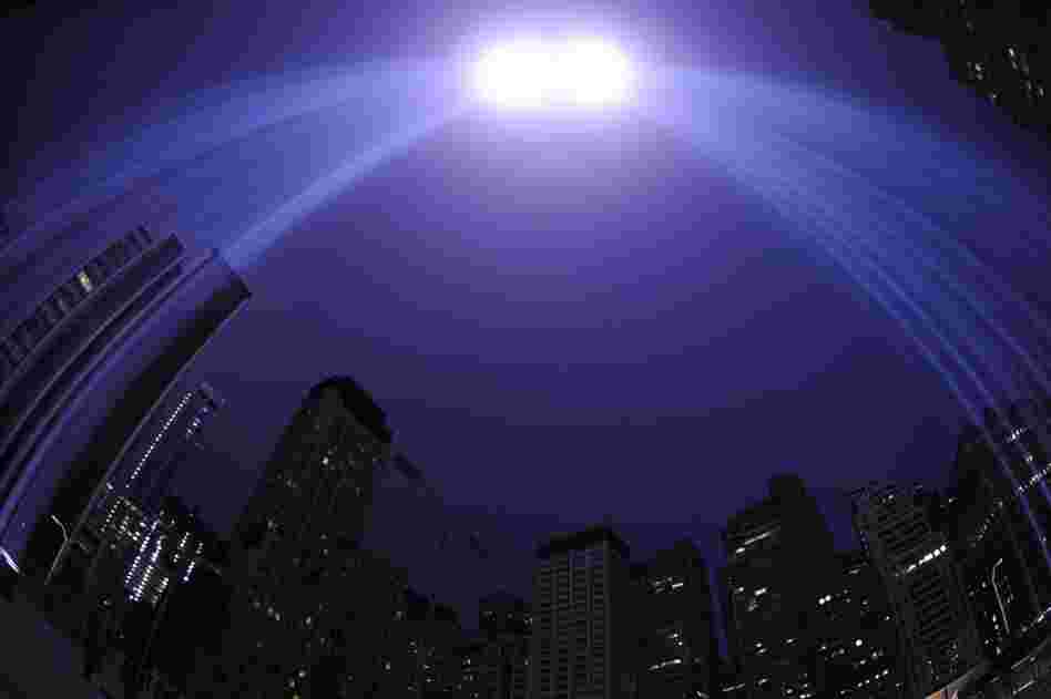 The "Tribute in Light" illuminates the sky in New York on the 10th anniversary of the 9/11 attacks. 