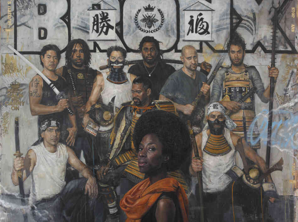 Tim Okamura's painting "The Royal Guard" is a part of his new exhibit "Brooklyn Bronx Queens."