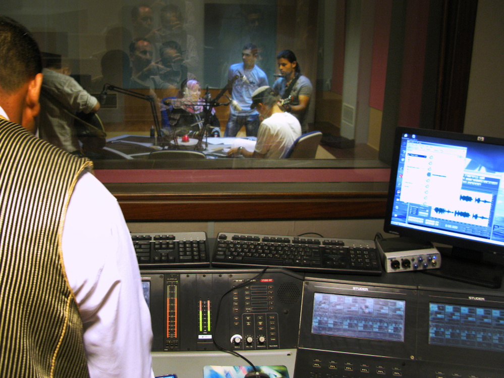 Musicians and other Libyans who once dared not express themselves are finding a new outlet on the country's newly freed radio stations. Shown here, a recent day at the studios of Radio Libya — once a state-run station — in Tripoli.