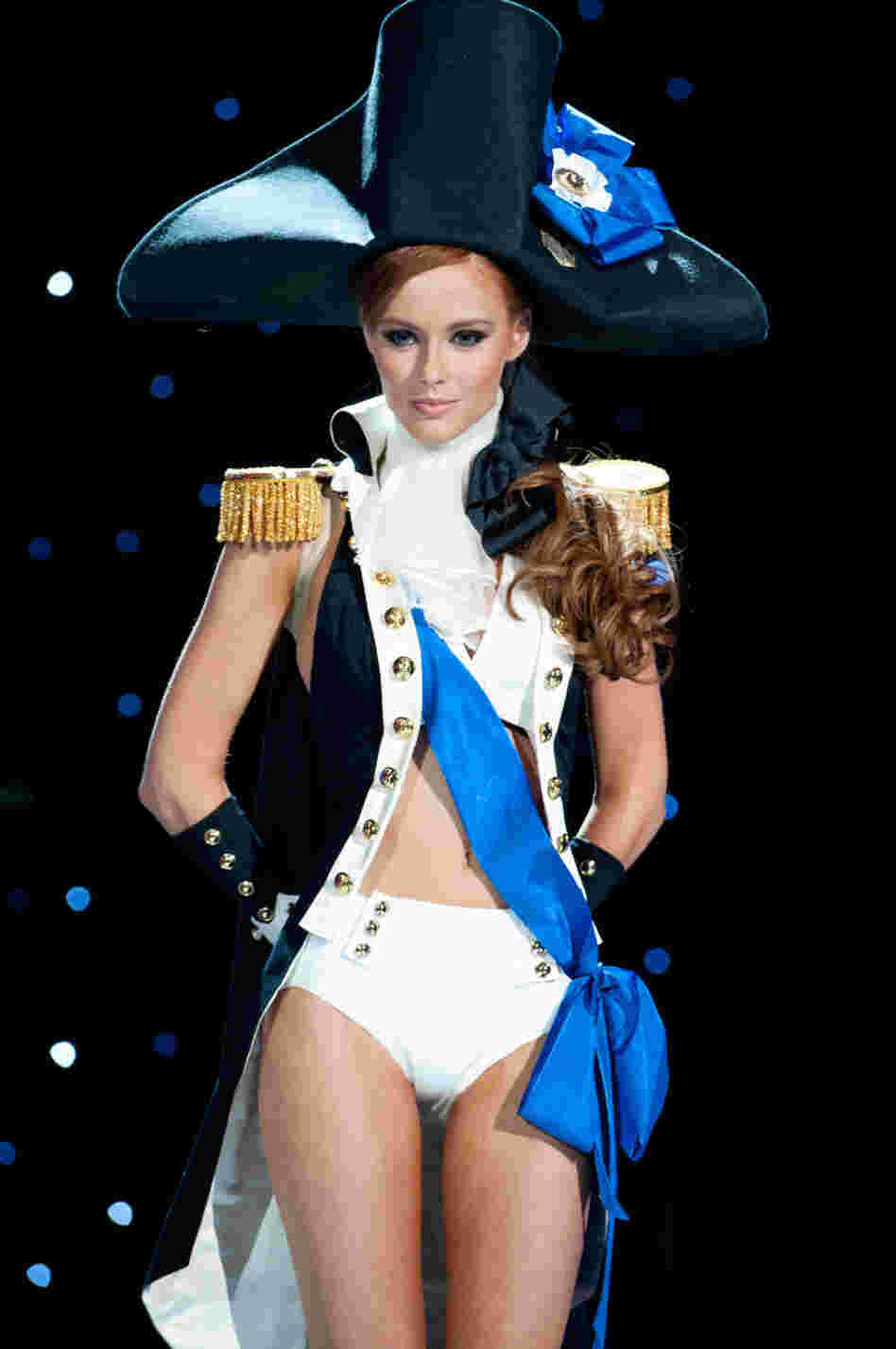 Miss USA, Alyssa Campanella, shows off some additional detail from her national costume.